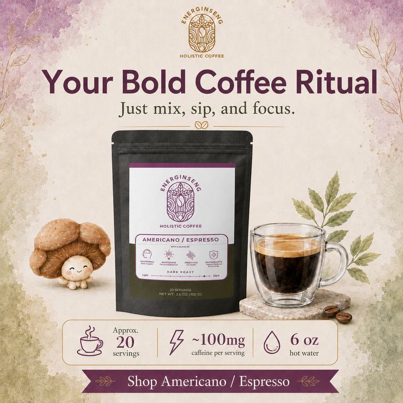 Instant Mushroom Coffee Americano | Lion’s Mane + Ginseng