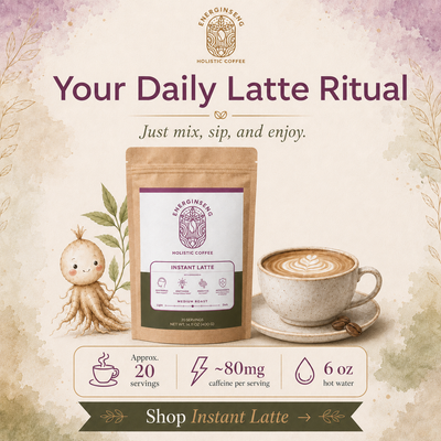 Instant Mushroom Coffee Latte | Ginseng + Lion’s Mane